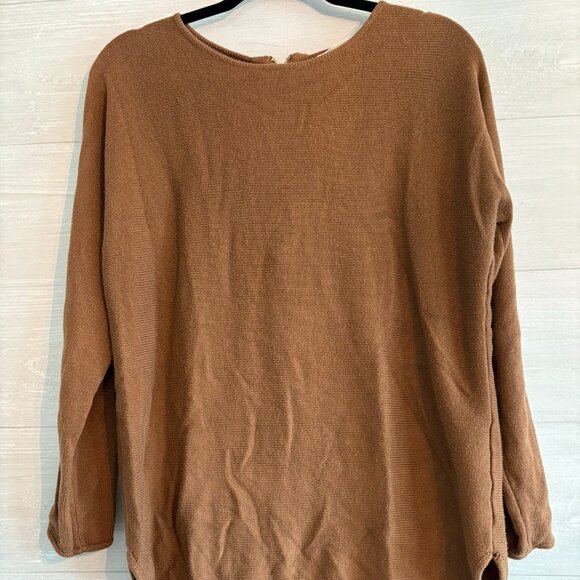 MICHAEL KORS Tunic Sweater Brown Waffle Knit Long Sleeve MEDIUM Casual Preppy - Picture 1 of 4